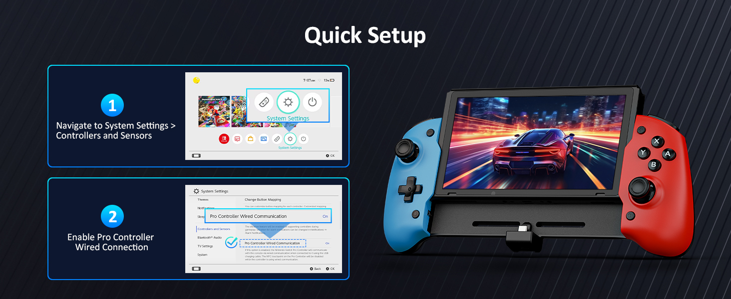 Introduce how to connect this Gripcon Controller to the console using wired connection