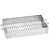 Skyflame Stainless Steel Flat Spit Rotisserie Grill Basket Fits For 5/16 Inch Square, 3/8 Inch Sq...