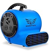 BSMTEK Air Mover Blower Fan, Industrial 1/3HP 1200CFM Monster Floor Blower Carpet Dryers - 3 Spee...