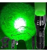 VASTFIRE 350 Yard Green Hunting Light Zoomable Flashlight Hog Predator Lights with Pressure Switc...