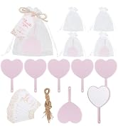 KINCHYGO, 20 Set Heart Shaped Handheld Mirror Bulk Wedding Favors Including Thank You Tag White O...