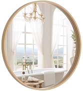 WallBeyond Round Wood Mirror 24 inch Circle Wall Mirror for Bathroom Round Wall Mirror for Wall D...