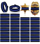 CREATRILL 30 Pack Thin Blue Line Police Mourning Band Stripe Police Officer Badge Shield Funeral ...