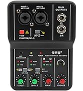 Mini Audio Mixer, 2 Channels USB Portable Live Sound Card Sound Board Console System with 48V Pha...
