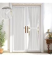 Vatge Self-Adhesive French Door Curtains - Rodless No Drill Light Filtering Window Treatment for ...