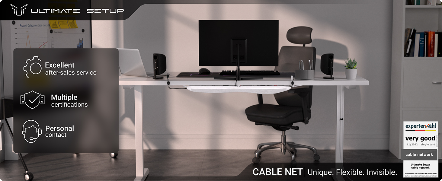 Cable management net under desk