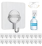 YSJNUS Adhesive Hooks Wall Hooks for Hanging Heavy Duty 22lb(Max), Waterproof and Rustproof Trans...