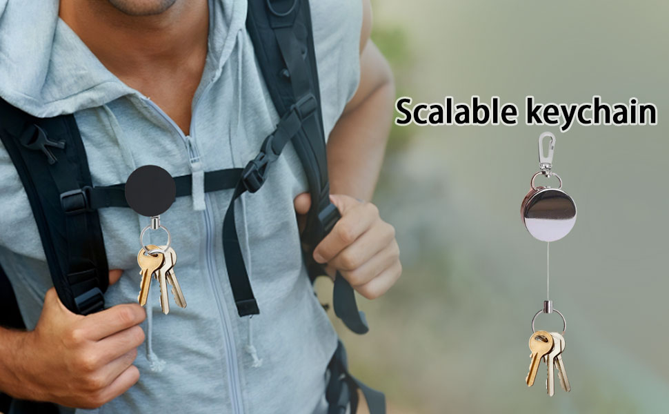 Leather Case with Anti-Theft Retractable Keychain