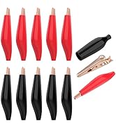 DALQUIS 10A Copper Alligator Electric Clips, 12 Pcs Insulated Alligator Clips, 1.77"/45mm Pure Co...