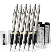 FourCandies Metal Mechanical Pencil Set - 6PCS 0.5mm Art Mechanical Pencils &amp; 360PCS HB Lead Refi...