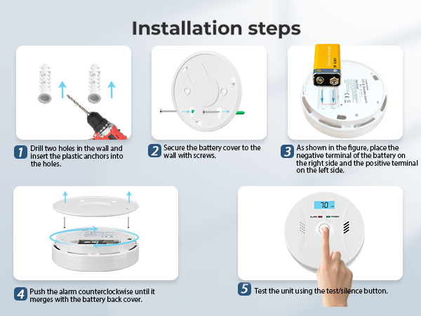 Smoke and Carbon Monoxide Detector, Combination Smoke Alarm and Carbon Monoxide Detector Battery 