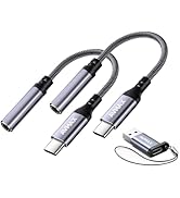 AVMAX USB C to 3.5mm Audio Headphone Adapter HiFi 2 Pack,Type c to Aux Female Cable for 16 15 Plu...