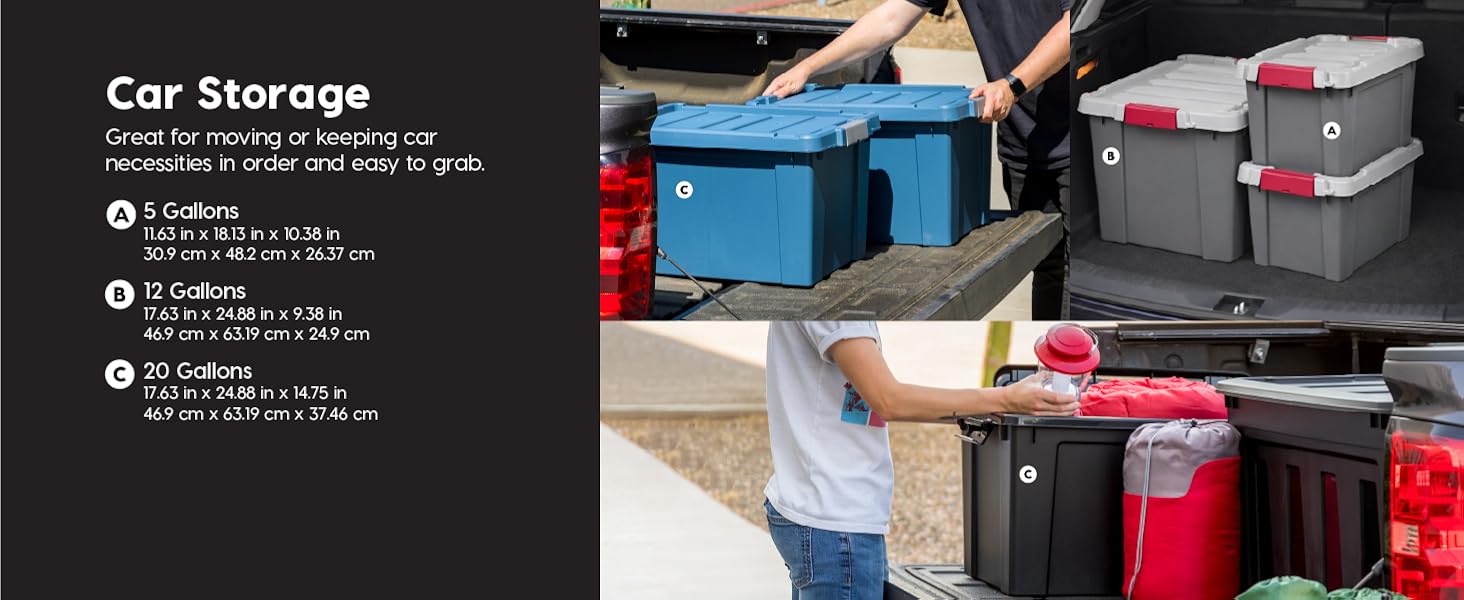 Lockable Storage Bins with Lids Heavy Duty, Stackable Containers, Garage Organizing Bins Moving Tubs