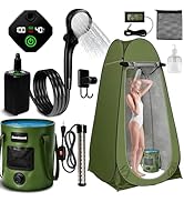 Portable Camping Shower, 6000mAh Rechargeable Shower Pump, Large Capacity Foldable Bucket, 6' 7" ...
