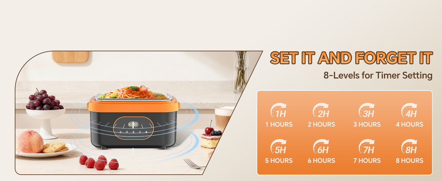 8-Levels for Timer Setting electric lunch box