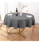 AUSSPVOCT Textured Tablecloth Round 60 Inch Waterproof Spill-Proof Wipeable Table Cloth Wrinkle F...