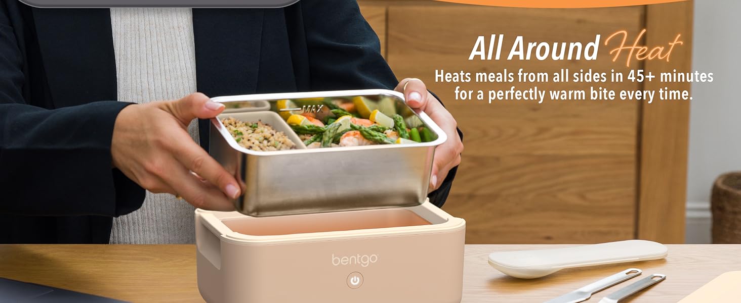 bentgo, bentgo heated lunch box, all around heat, heat meals on the go