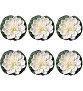 WsjiaboFux 6 Pcs White Artificial Lotus Flowers Large Floating Lotus Faux Water Lily Flowers Fish...