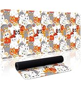Cute Anime Cat Mouse Pad Large Desk Mat Extended Kawaii Keyboard Mouse Pad Mousepad with Non-Slip...
