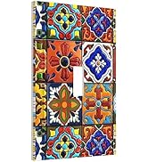 Mexican Talavera Ceramic Pattern Single Toggle Light Switch Plate 1 Gang Decorative Wall Plate Co...