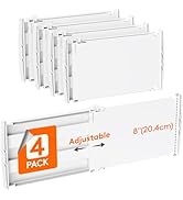 Lifewit 8" High 4 Pack Deep Drawer Dividers, 13.8-22.5" Adjustable Dresser Drawer Divider, White ...