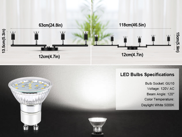 product size and LED bulbs specifications