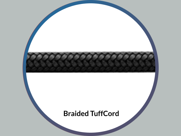 Child chewing on the durable Tuffcord braided cord