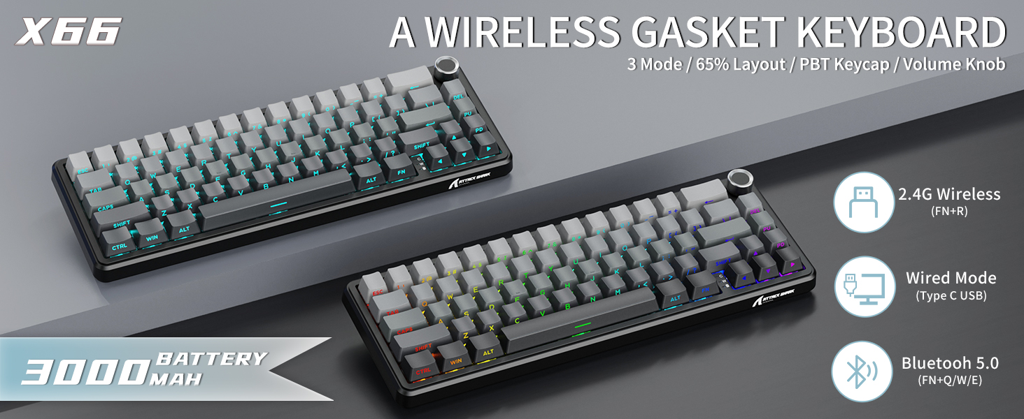 X66 Tri Mode Wireless Mechanical Gaming Keyboard