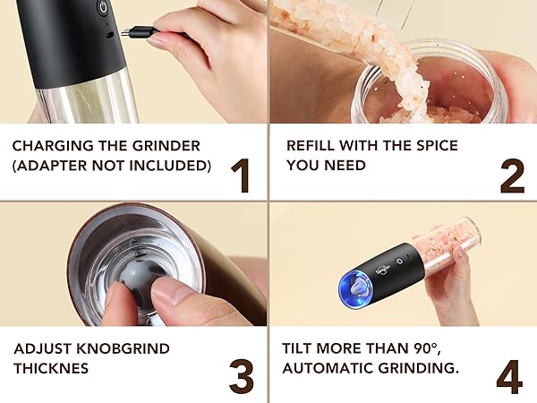 electric salt and pepper shakers set grinder
