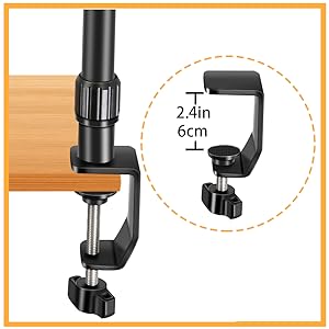 Overhead camera mount desk stand can be used for larger and thicker tables.