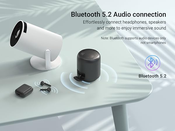 projector Native 1080P with Bluetooth 5.1, 200-inch giant screen, built-in stereo speakers