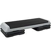 Fitvids Step Aerobic Platform, Exercise Step with 5 levels Adjustable Height, 4 Stackable Risers,...