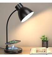Vicsoon Desk Lamp for Home Office - LED Desk Lamp with Wireless Charger, 3 Color Modes Dimmable E...