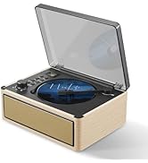 Retro CD Player with Bluetooth in/Out, Portable CD Player FM Radio Wood Music Player,3000mAh Batt...