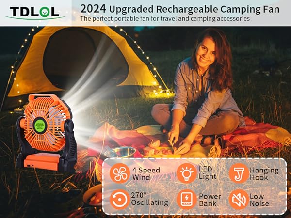 camping fan portable rechargeable battery powered 