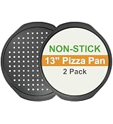 BSDLZCH 13 Inch Pizza Pan for Oven, 2 Pack Round Pizza Pan with Holes Non-sticking Carbon Steel P...