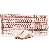 EWEADN Wired Typewriterkeyboard and Mouse Combo, Typewriter Style Mechanical Gaming Keyboard,104 ...