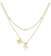 adoyi Early Christmas Gift Ideas for Women Hers Dainty 14K Gold Plated Heart Initial Necklaces La...