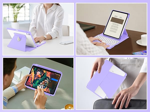 iPad Air 11 Rotating Keyboard Case - Purple-7-1
