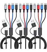6 in 1 Multi Charging Cable 3Pack-6FT Multi USB Cable 3A Multi Charger Cable Braided Multiple Pho...