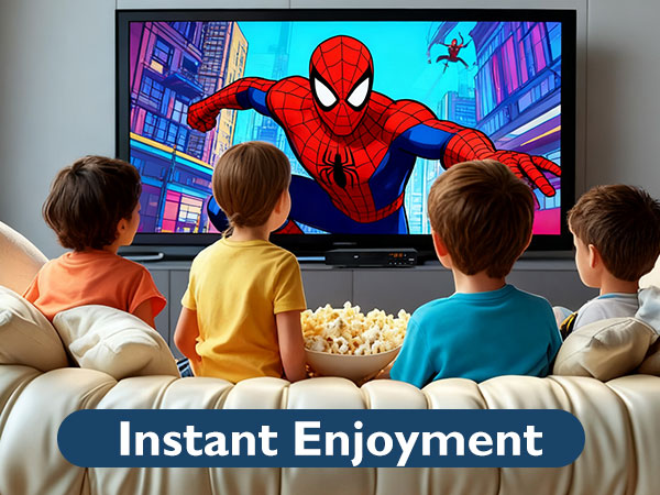 plug and play device, small home media player, quiet dvd machine, usb photo slideshow