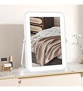 YEKKOPT Rechargeable Vanity Mirror with Lights,Desk Makeup Mirror with Lights,Portable Travel for...