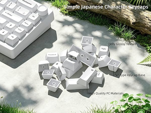 White Keycaps Ceramic Style PC Glossy Jelly Keycap for Mechanical Keyboard