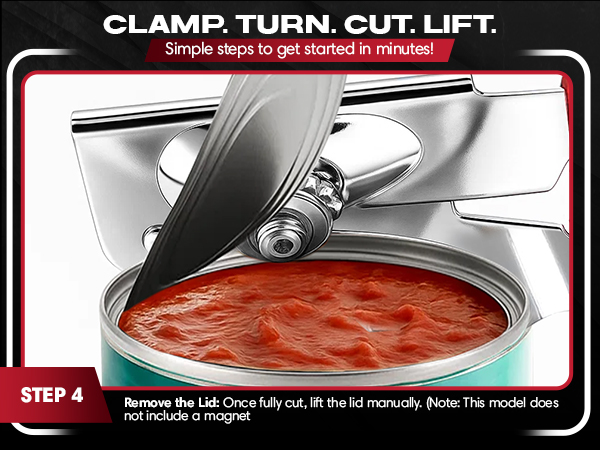Can Opener Heavy Duty - Manual Hand Crank for Large Cans with Anti-Slip Grip - Stainless Steel