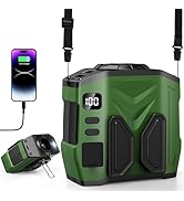 Portable Personal Waist Fan Rechargeable, 10000mAh 5 Speeds 13500RPM Strong Airflow, LED Light &amp; ...