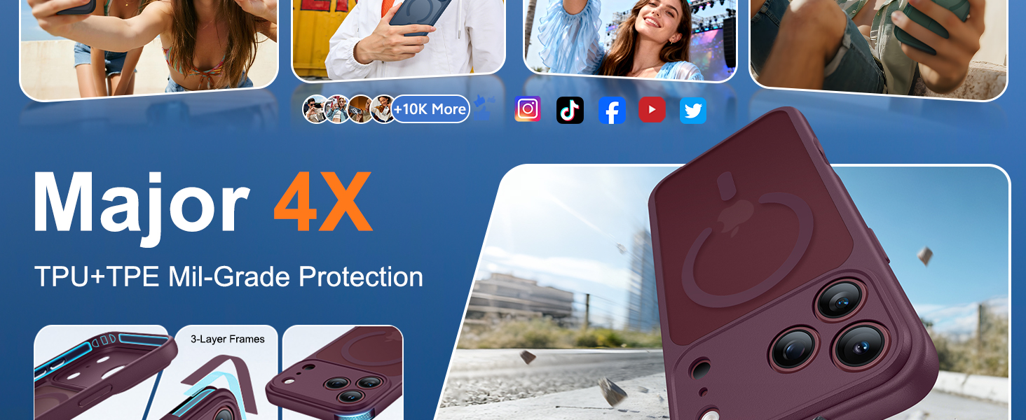 FNTCASE for iPhone 17 Pro Case: Translucent Wine Red Slim Cases Compatible with MagSafe