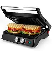 Pukomc Panini Grill Press,Sandwich Maker Press,Contact Grill, 1400W Non-Stick Grill, 60-Minute Ti...