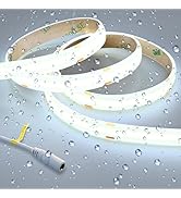 GOMING 24V Super Bright COB LED Strip Light Cool White 6000K 16.4ft(5M) 621LM/FT 14.5W/M IP65 Wat...