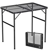 Anbte Portable Grill Table Max 29.5", 2 Adjustable Heights Folding Camping Table with Heat-Resist...