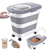 DDMOMMY 23-25 Lbs Airtight Dog Food Storage Container,Collapsible Dog Food Container with Lid,Whe...